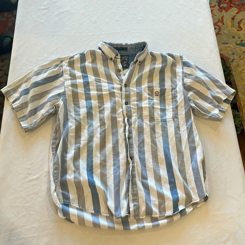 Coliseum Vintage Mens striped button‎ down shirt XL